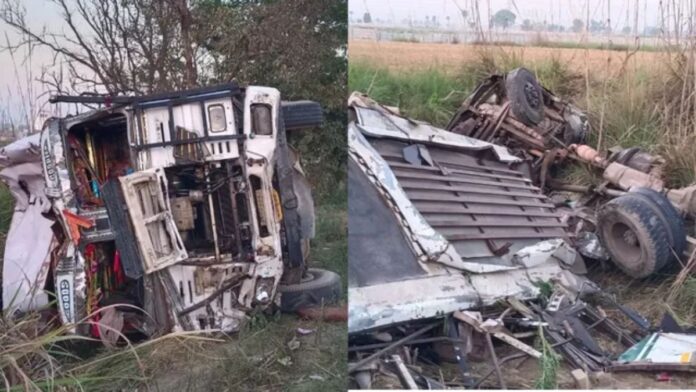 शादी से लौट रही बारात पर टूटा मौत का कहर! हापुड़ में बस-ट्रक भिड़ंत में 6 की मौत, 13 घायल