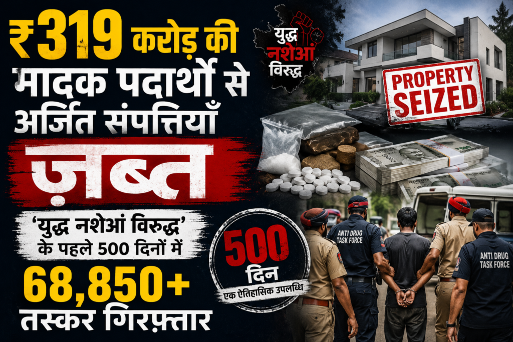 ₹319 करोड़ की मादक पदार्थों से अर्जित संपत्तियाँ ज़ब्त