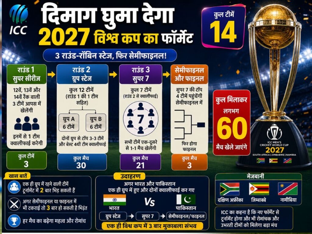 क्या भारत-पाकिस्तान के मुकाबलों के लिए बदला गया वर्ल्ड कप 2027 का फॉर्मेट? ICC के नए प्रारूप पर उठे सवाल | Sports