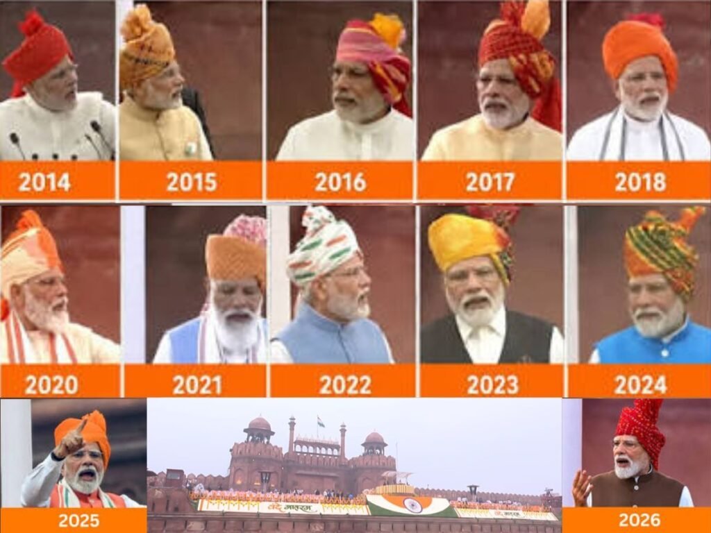PM Modi Look: लाल किले पर मरून-पीले-सफेद बांधनी पगड़ी में दिखे पीएम मोदी, फिर याद आया पुराना अंदाज | National