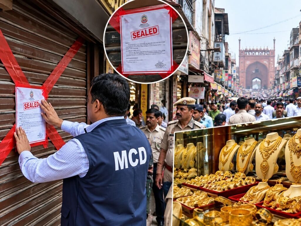MCD का तोड़फोड़ एक्शन! चांदनी चौक में 56 ज्वेलरी दुकानें सील, करोड़ों का सोना-चांदी अंदर बंद | National